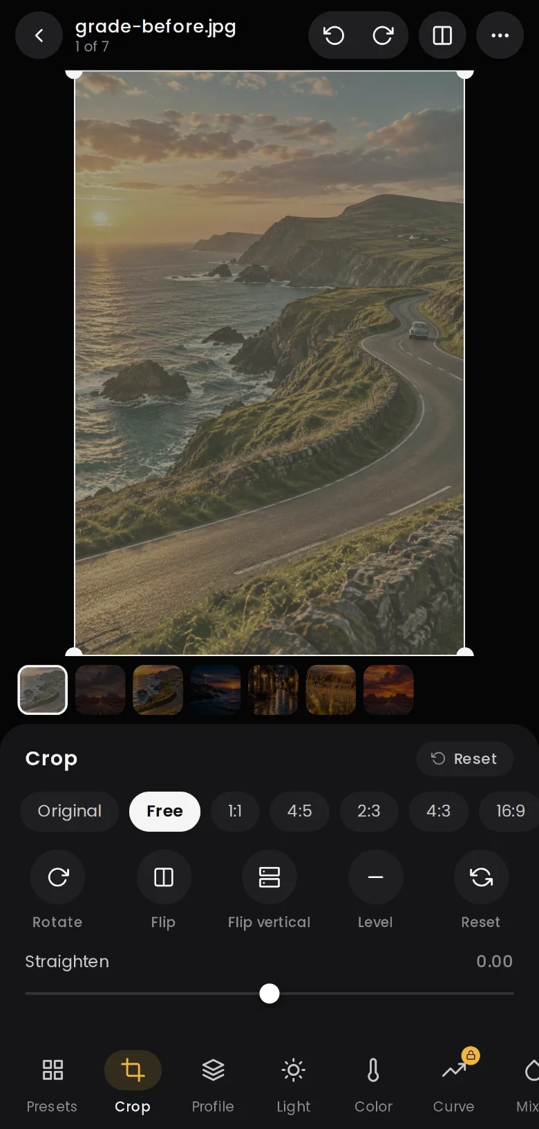 Crop tool with aspect ratio options